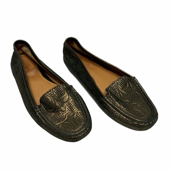 Coach ‘Pat’ Metallic Driving Moccasins Loafers Flats Leather Size 6 Rare - Picture 3 of 13